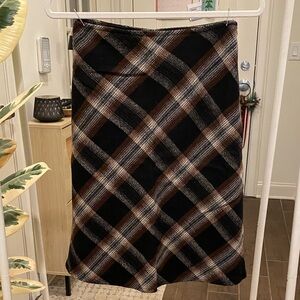 90s Vintage Wool Blend Plaid Skirt